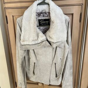 Guess Moto Jacket Faux Leather Off-White